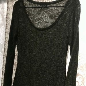 EXPRESS black and gold spec fine knit top